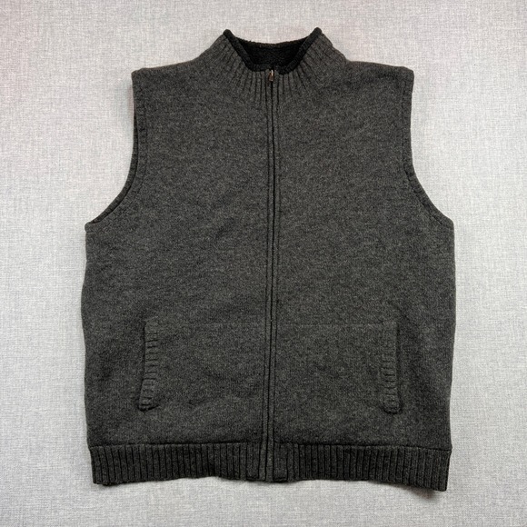 L.L. Bean Other - LL Bean Lambswool Zip‎ Sweater Vest Men XL Gray Sherpa Lined Heritage Cabincore
